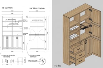 create millwork technical drawings, kitchen cabinets and casework shop drawings