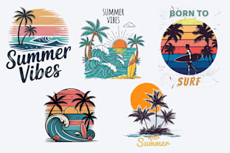 design trendy summer beach t shirt graphics