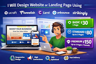design website ucraft funnelish carrd unbounce webnode strikingly landing page