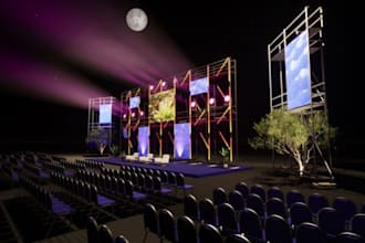 create 3d stage design with lighting effects