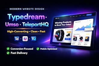 create typedream umso teleporthq website design with winning products