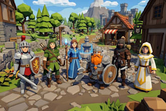 design ps1 style low poly 3d character model for games unity unreal