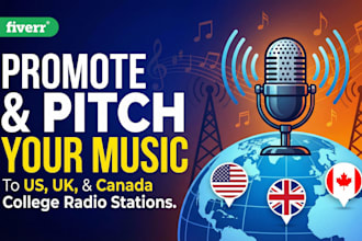 promote and pitch your music to US, UK, and canada college radio stations