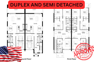 produce modern duplex and semi detached housing concept plans for oh nj tx