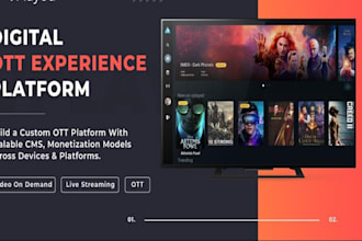 develop live streaming app, ott platform, video streaming website with panel