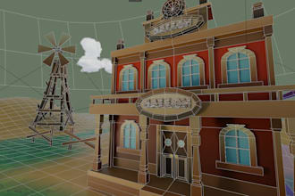 create a stylized 3d low poly environment scene in blender