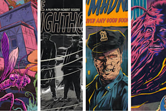 retro vintage horror poster movie poster vintage comic illustration cover album