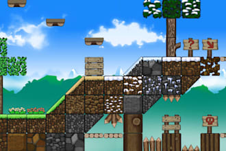 develop full platformer game, 2d game, 2d online multiplayer game and bug fixing