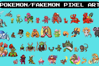 do custom pokemon or fakemon trainer sprite sheet pixel art character animation