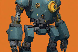 do custom mecha or robotic illustration in detailed style