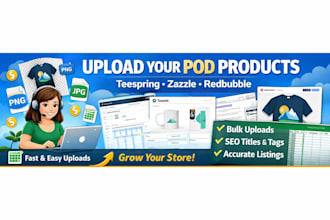 upload digital product pod store teespring zazzle redbubble spreadsheet