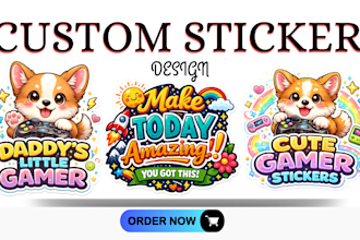 create kawaii doodle stickers and custom sticker illustrations