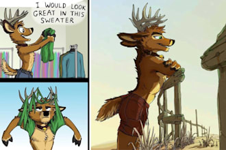 draw furry comic, furry anime manga page, furry ref sheet, sfw, nsfw comic page