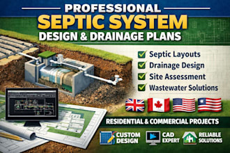 design us, uk ,ny, ca professional septic system layouts and drainage plan