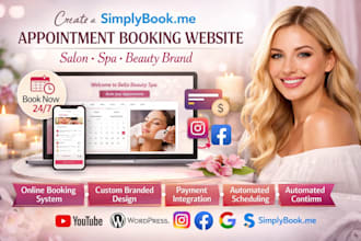 create a simplybookme appointment booking website salon spa beauty brand