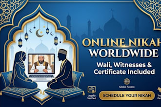 perform online nikah as an imam and provide wali witnesses and nikah certificate