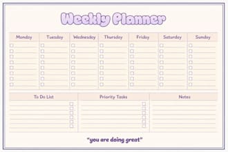design a minimal weekly planner printable PDF