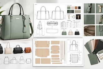 create bag tech pack, handbag tech pack, backpack tech pack and sewing pattern