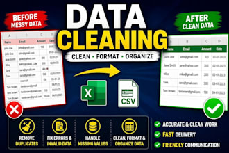 clean, messy excel or CSV data