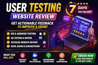 do user testing and review website, android app ios app game, QA review