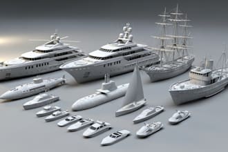 create realistic 3d ship, yacht and marine models for animation and 3d printing
