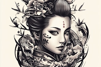 draw a japanese traditional tattoo design