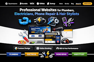 durable ai 10web plumbing electrician phone repair hair stylist website design
