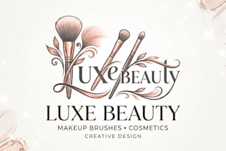 design a stylish and elegant makeup brushes logo