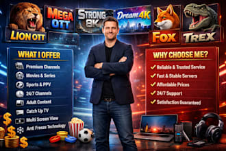 create unlimited panel, strong8k, trex, b1g, dream4k, lion ott