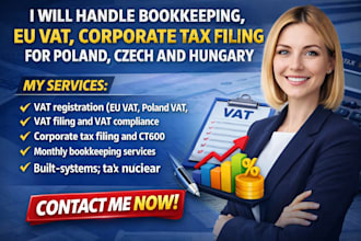 handle bookkeeping, eu vat, corporate tax filing for poland, czech and hungary