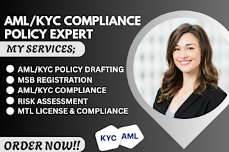 write aml, kyc, compliance policies and business plans for fintech startups, msb