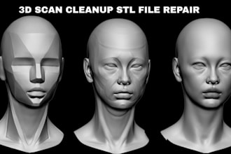3d scan cleanup fix mesh edit stl file 3d head face 3mf for 3d print