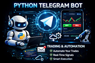create a custom python telegram bot, telegram chatbot for trading and automation