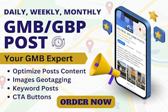 do monthly gmb posts and updates with geotagged images for gbp ranking SEO