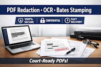 professionally do legal document redaction ocr and bates stamping numbering