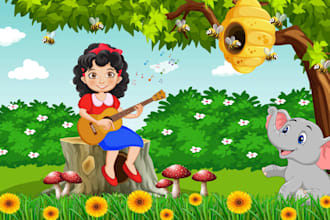 draw whimsical children book illustration and storybook illustration