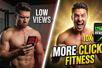 design amazing fitness youtube thumbnails high CTR