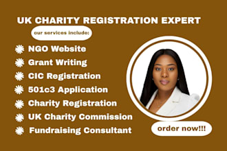 do charity registration, UK ltd, cic, UK vat, charity commission, grant writing