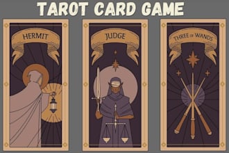 draw custom vintage tarot card, zodiac oracle, playing card tcg with box design