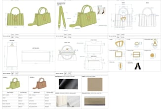 create handbags, wallets, purses, and backpack designs and make tech pack