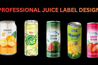 design stunning juice labels, bottle labels, beverage packaging