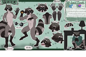 draw oc lineart ref sheet fursona oc anime illustration furry oc reference sheet