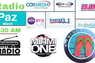 airplay and broadcast your song on miami beach radio