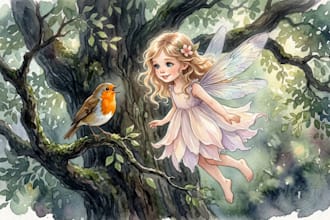 do realistic watercolor art for children storybook picture book for KDP design