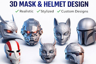 create custom 3d mask, 3d helmet, cosplay mask stl for 3d printing
