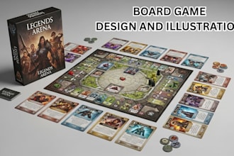 design custom board game cards, game board,  and box packaging