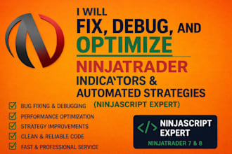 fix, debug, optimize ninjatrader indicators and automated strategies ninjascript