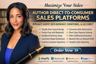 integrate shopify with bookvault, bookfunnel, and lulu direct for authors sales