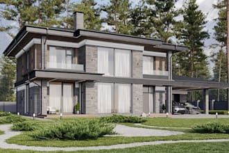 renovate complex building,villa exterior remodel,front elevation,rooftop terrace