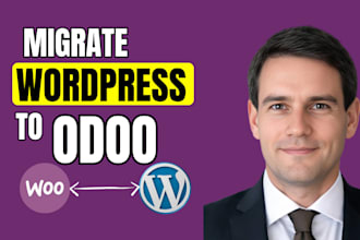 migrate wordpress to odoo erp ecommerce, and transfer woocommerce data